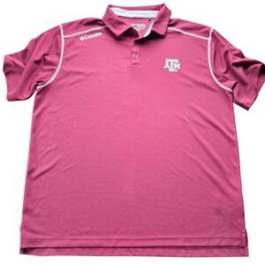 Texas A&M Aggies Columbia Polo Shirt Mens Sz L Maroon Embroidered Golf *1047